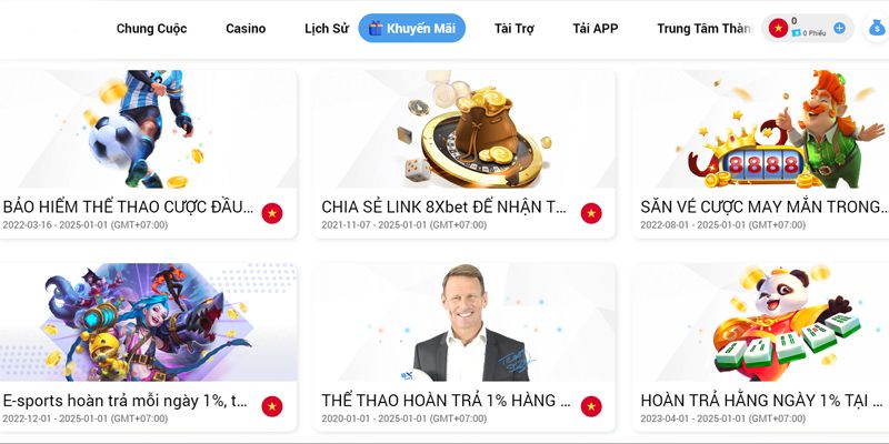 Luôn có những ưu đãi hàng tuần, hàng tháng cho các hội viên 8xbet 