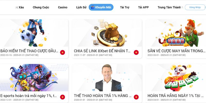 Một số khuyến mãi ấn tượng khi tham gia tại 8xbet2